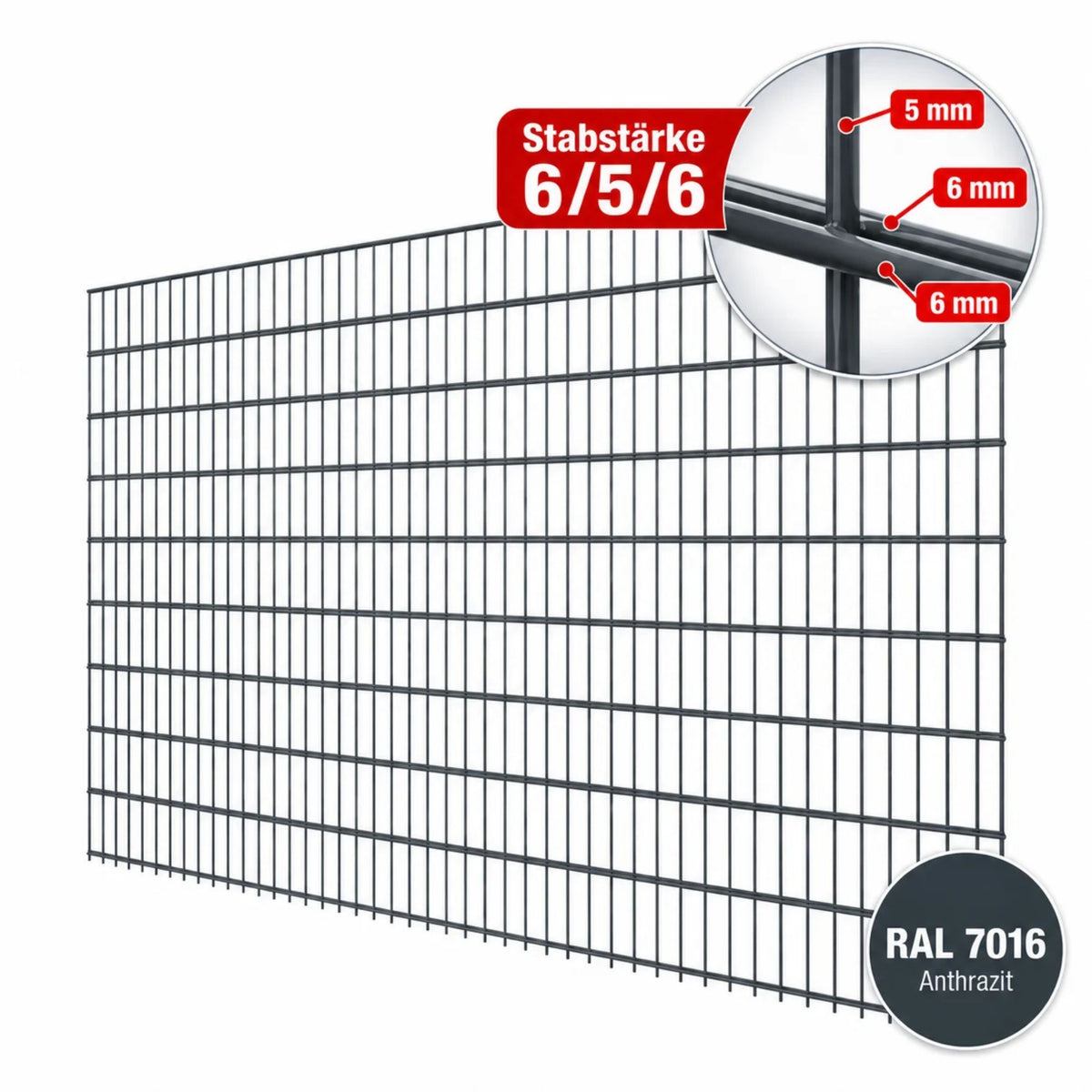 Doppelstabmatte - 6/5/6 - Anthrazit RAL 7016