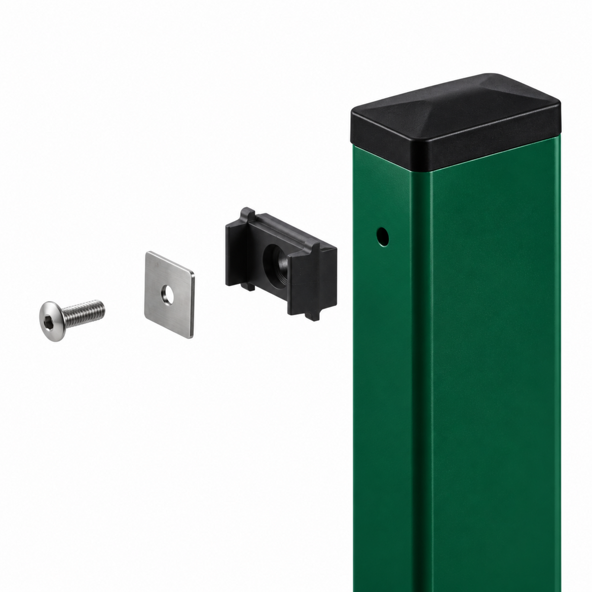 Zaunpfosten - Typ PEP - mit Plättchen - Moosgrün RAL 6005