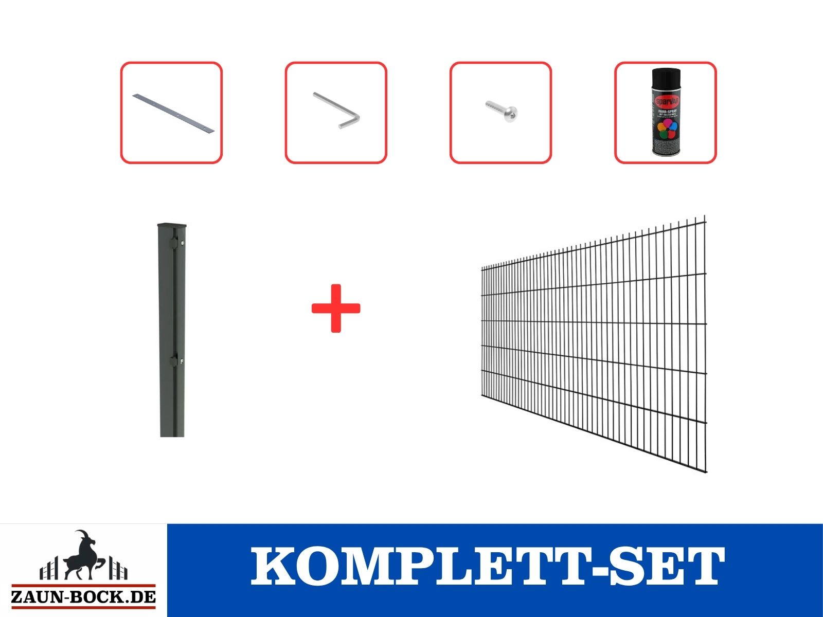Doppelstabmatten-Set | Anthrazit RAL 7016 | Stärke 8/6/8 | Pfosten Typ PL4